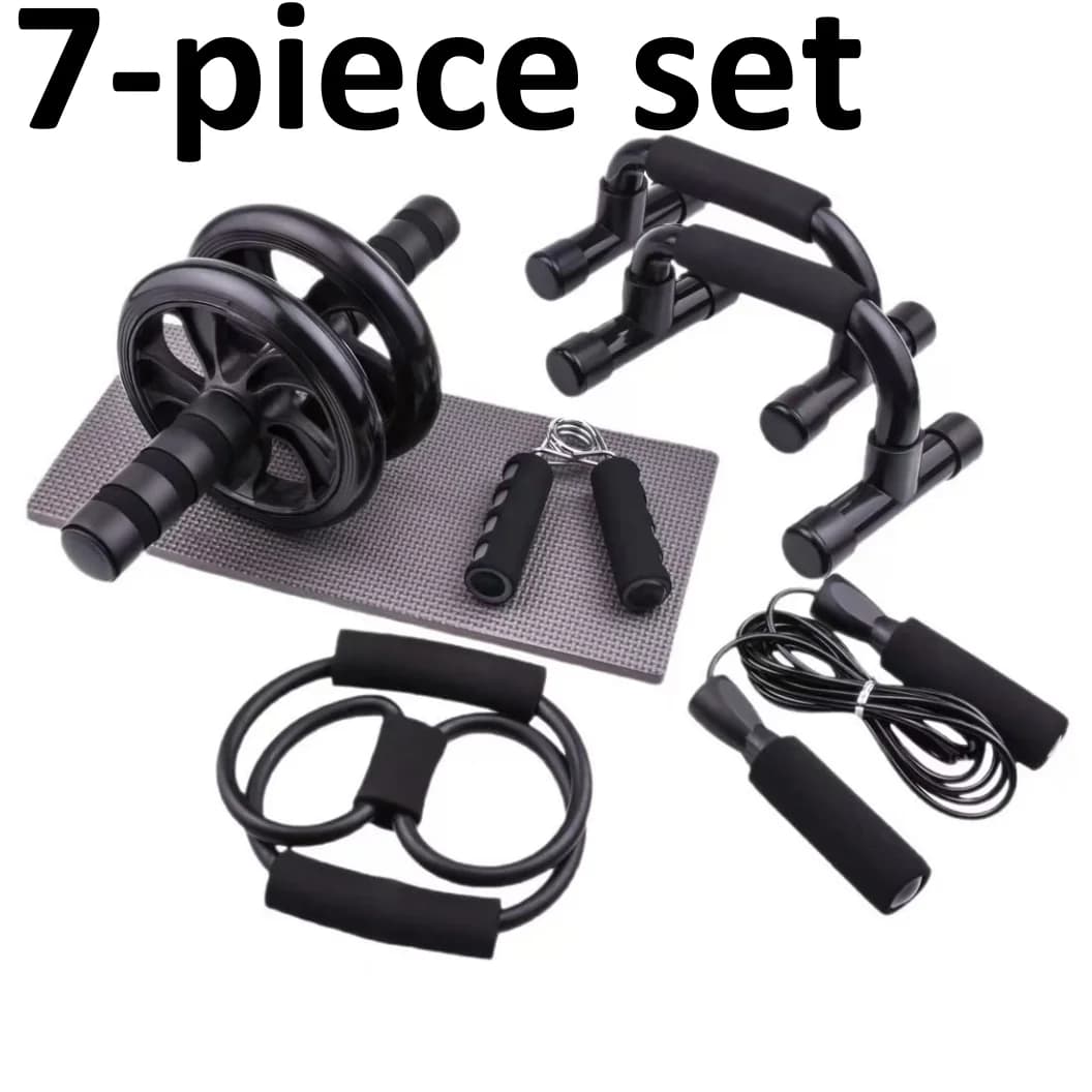Multifunctional Ab Wheel Roller Push Up Combo 7PCS Fitness Set Home Workout Equipment for Abs Chest Arm Core Training