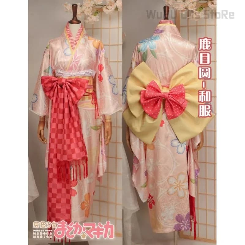 Puella Magi Magica Cos Akemi Homura Cosplay Kaname Madoka Kimono Uniforme Parrucca Halloween Carnevale Festa Outfit Womenc;6,r'8;