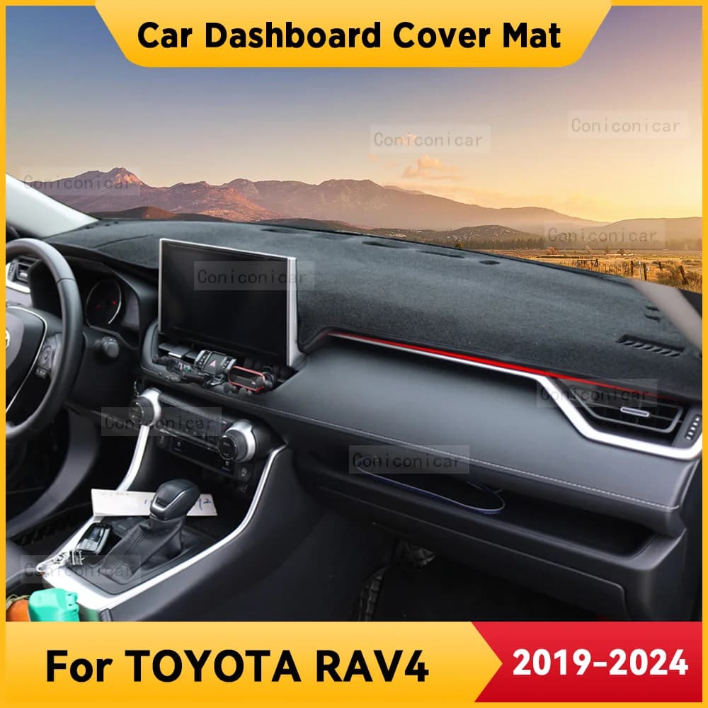 For TOYOTA RAV4 2019-2024 Car Dashboard Cover Mat Non-slip Sun Shade Cushion Protective DashMat Pad Interior Accessories
