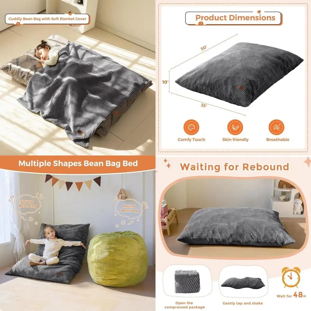 Poltrona e letto convertibile per bambini, si trasforma da chaise longue a divano da terra per lettura, giochi e comfort