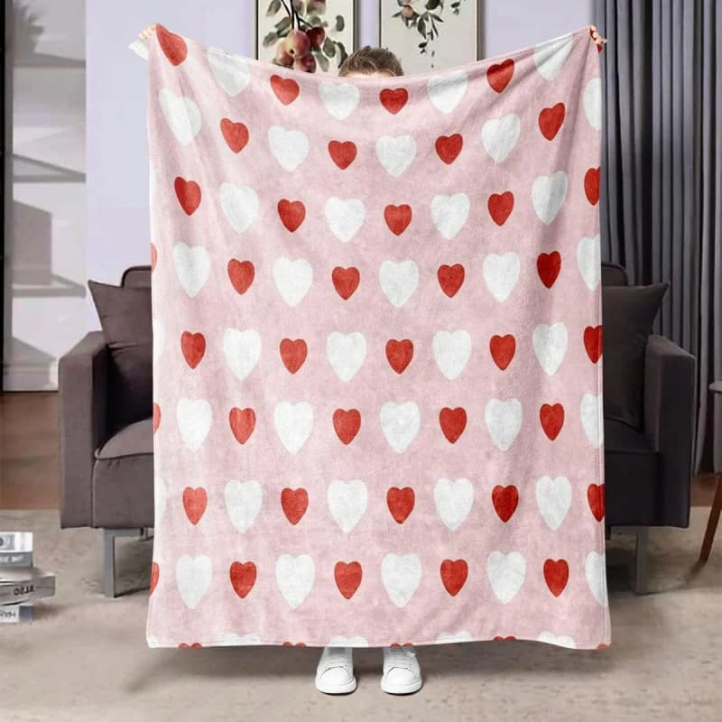 Coperta con Motivo a Cuori per San Valentino, Morbida e Confortevole, Calda Coperta per Casa, Ufficio e Viaggi