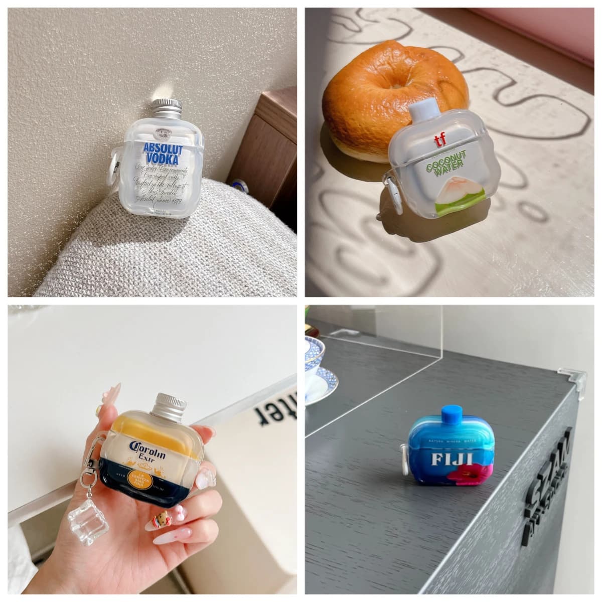 For Apple AirPods Pro3 AirPods 4 3 2 1 Pro 2 Coconut Water Case Vodka Mineral Water Beer Headphone Protective Case with Pendant