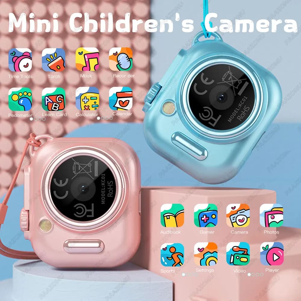 Mini Fotocamera Digitale per Bambini, Macchina Fotografica Compatta con Funzione Storia, Micro Videocamera con Supporto Scheda SD e Schermo da 1.85 Pollici, Fotocamera Giocattolo per Bambini