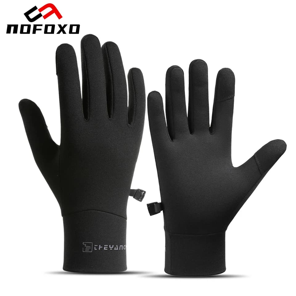 NOFOXO Running Gloves for Winter Outdoor Sports Anti-slip Thermal Cycling Gloves Hot Touch Screen Fitness Gym Gloves with whole fingers