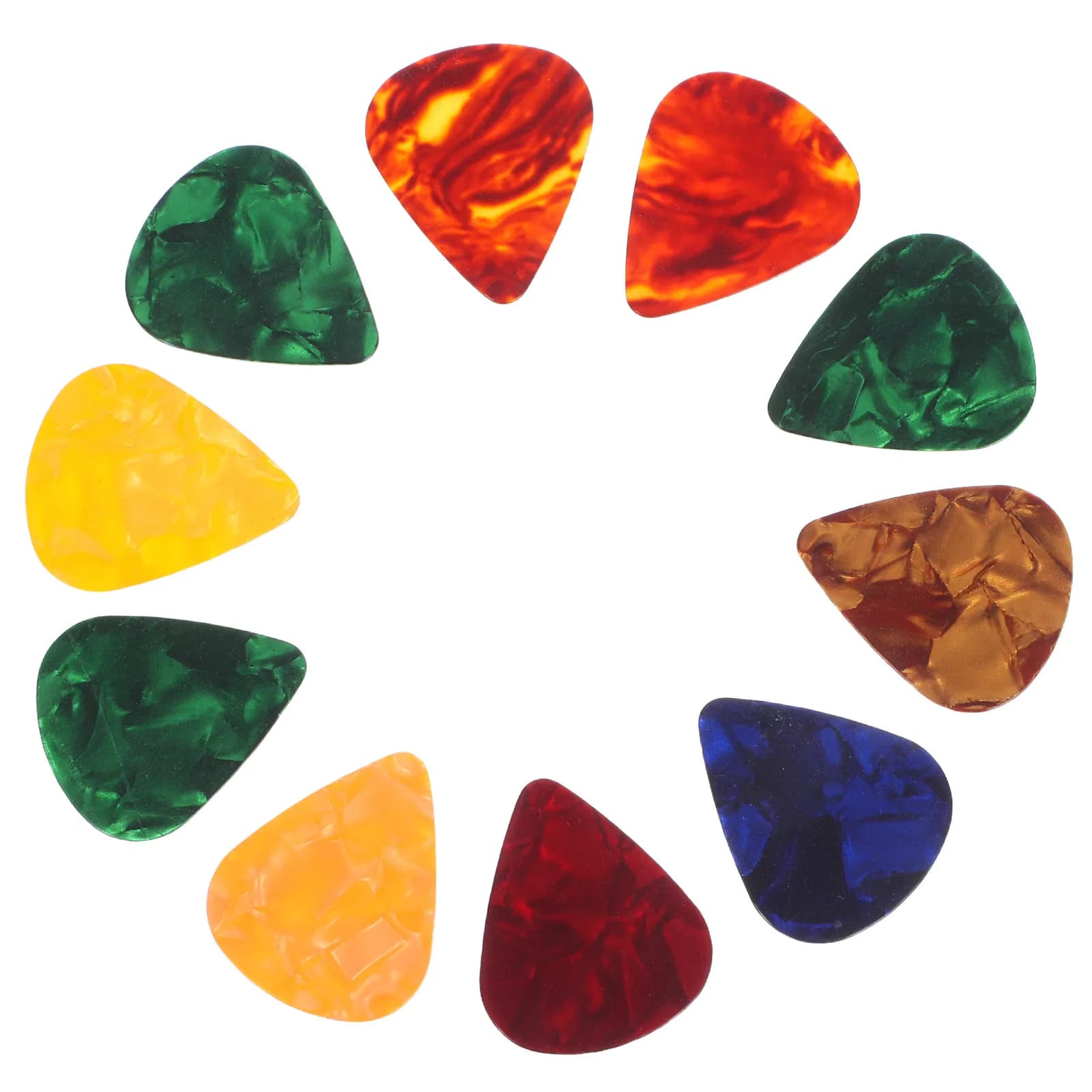 10Pcs Guitar Picks Premium Smooth Celluloid Colorful Shining Picks Easy Operate Recyclable for Guitar Bass Ukulele Mandolin