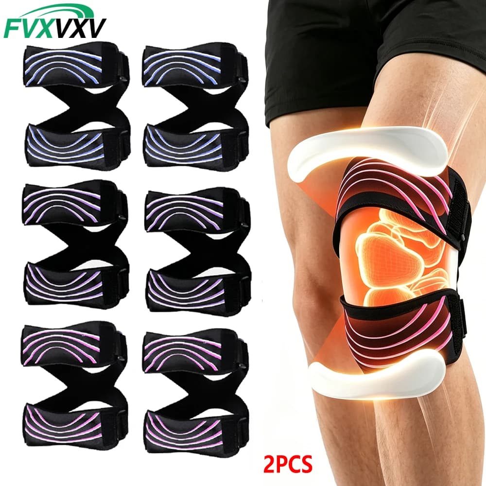2 Pezzi Fascia per Ginocchio con Supporto Rotulare per Basket, Fascia Regolabile per Tendine Rotulee con Doppie Cuscinetti in Silicone per Corsa, Donna Uomo