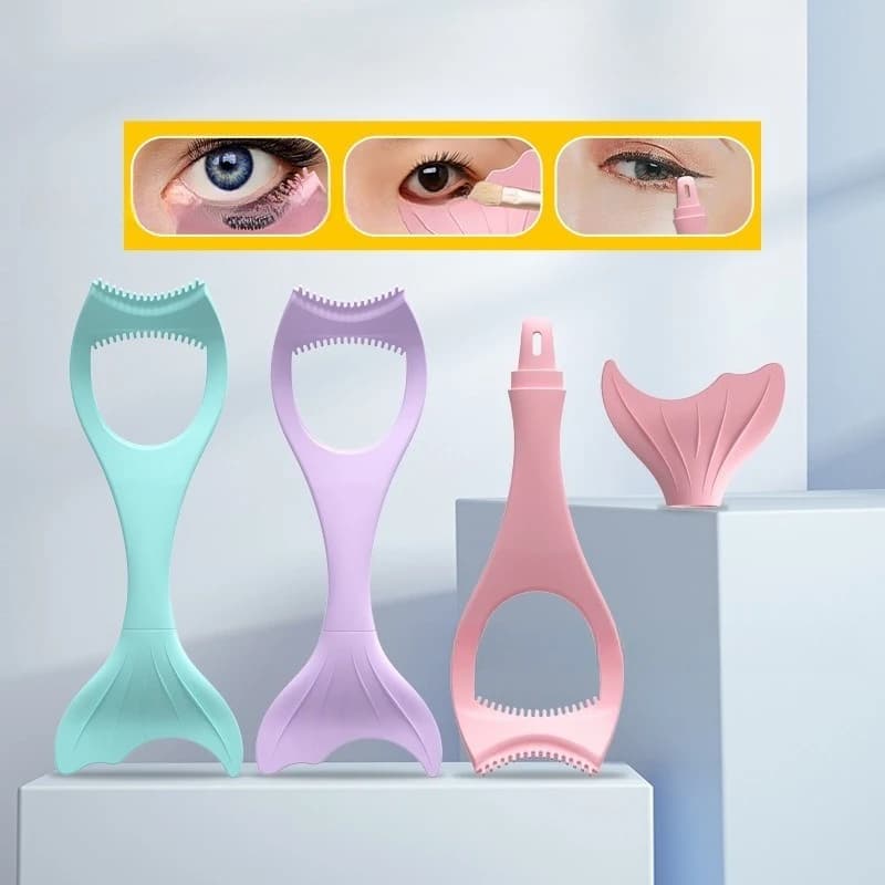 Strumento per Trucco Occhi per Principianti, Protezione in Silicone Curvo per Mascara, Stencil Multifunzionale per Eyeliner, Schermo Anti-sbavatura per Ombretto