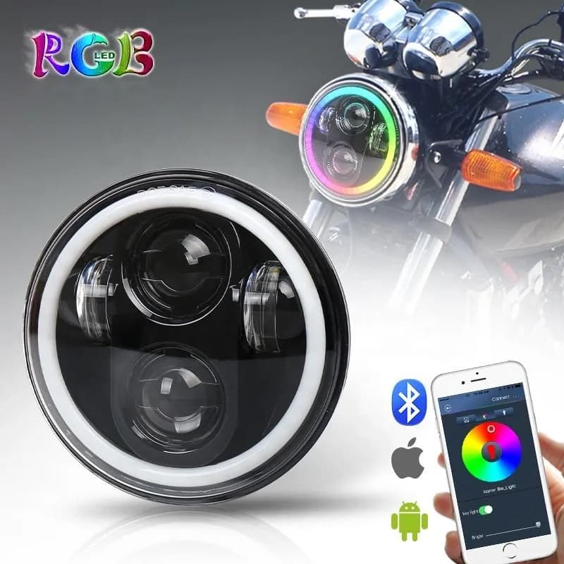 5.75 inch Motorcycle LED Headlight ECE Faro Moto Light Halo White DRL Angel Eyes For D-yna Sportster Softail 5 3/4"LED Headlamp