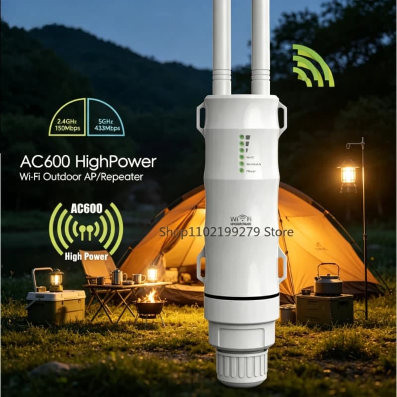 2026 NUOVO Ripetitore WiFi Esterno AC600 ad Alta Potenza Dual Band 2.4G 5GHz, Extender a Lungo Raggio, Router AP POE con Protezione da Fulmini
