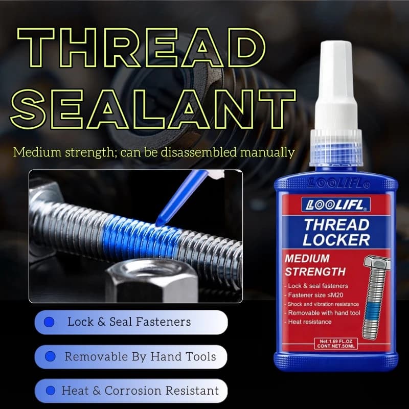 1/2/3 Tube Packs of Thread Locking Adhesive—Quick-Drying Thread Sealant, Anaerobic Adhesive, Corrosion-Resistant, Anti-Vibration Adhesive; Blue for Removable Applications, Red for Permanent Locking. This Is a Simple To
