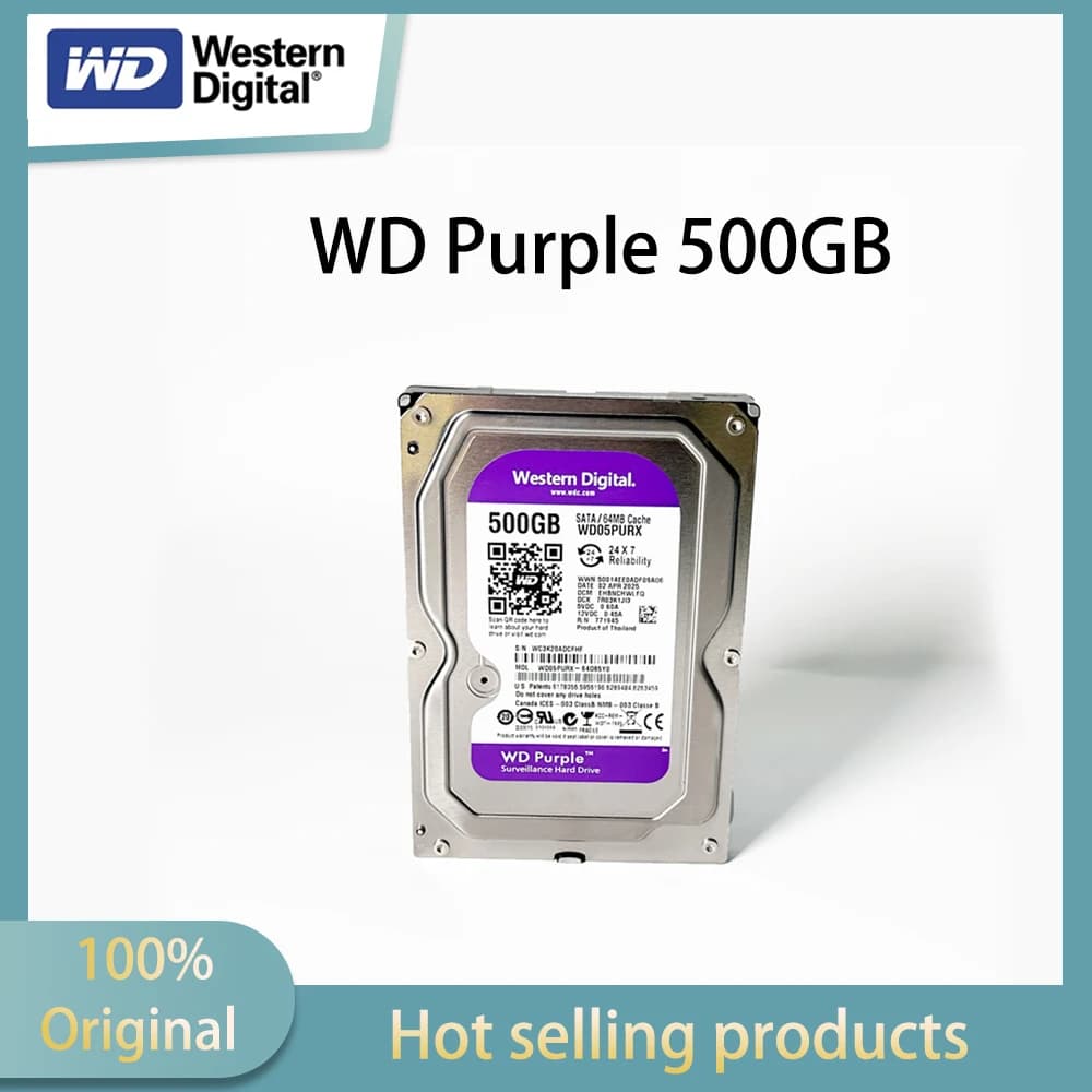 Western Digital WD Purple 500GB 16MB Cache, Surveillance Internal Hard Drive HDD - SATA 6 Gb/s, 3.5' 500GB-WD05PURX Reliable