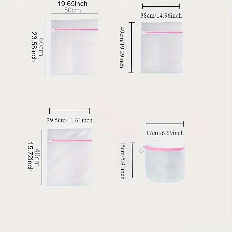 5pcs Premium Laundry Mesh Bags with Zippers- Durable Polyester, Protective& Easy- to- Use Wash Bags for Delicates, Underwear