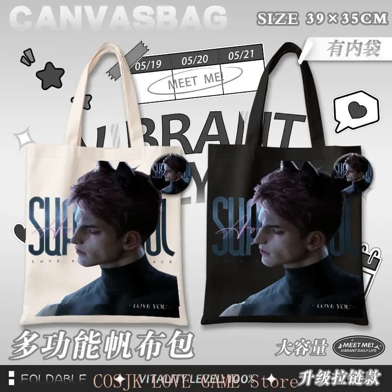 Anime Love and Deepspace Valko Theme Printing Student Canvas Bag Cartoon Single-shoulder Bags Handbag Shopping Bag