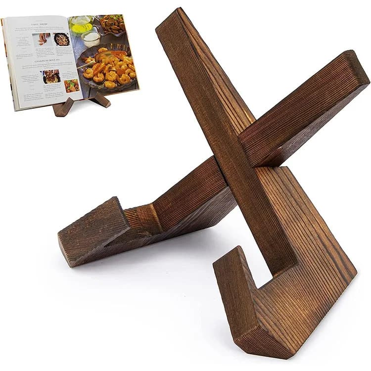 Wooden restaurant for the house, shelves for recipes, kitchen menu, hanging display, study, reading, wooden book support