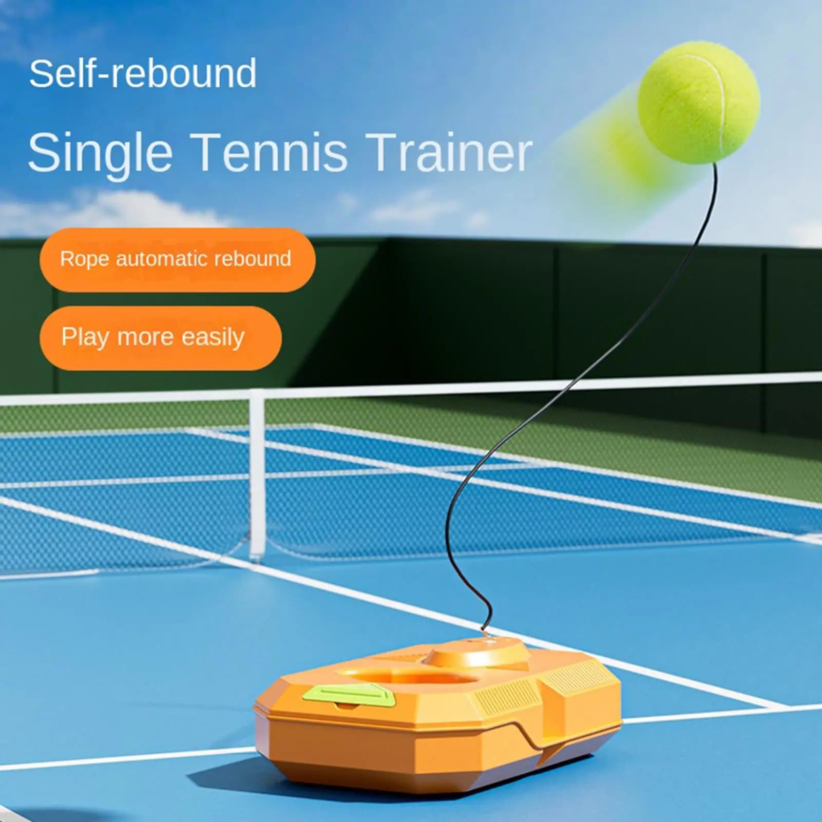 Allenatore di Tennis Portatile con Palline, Attrezzatura per Allenamento per Principianti, Adulti e Adolescenti, per Esterni, Cortile, Parco, Palestra