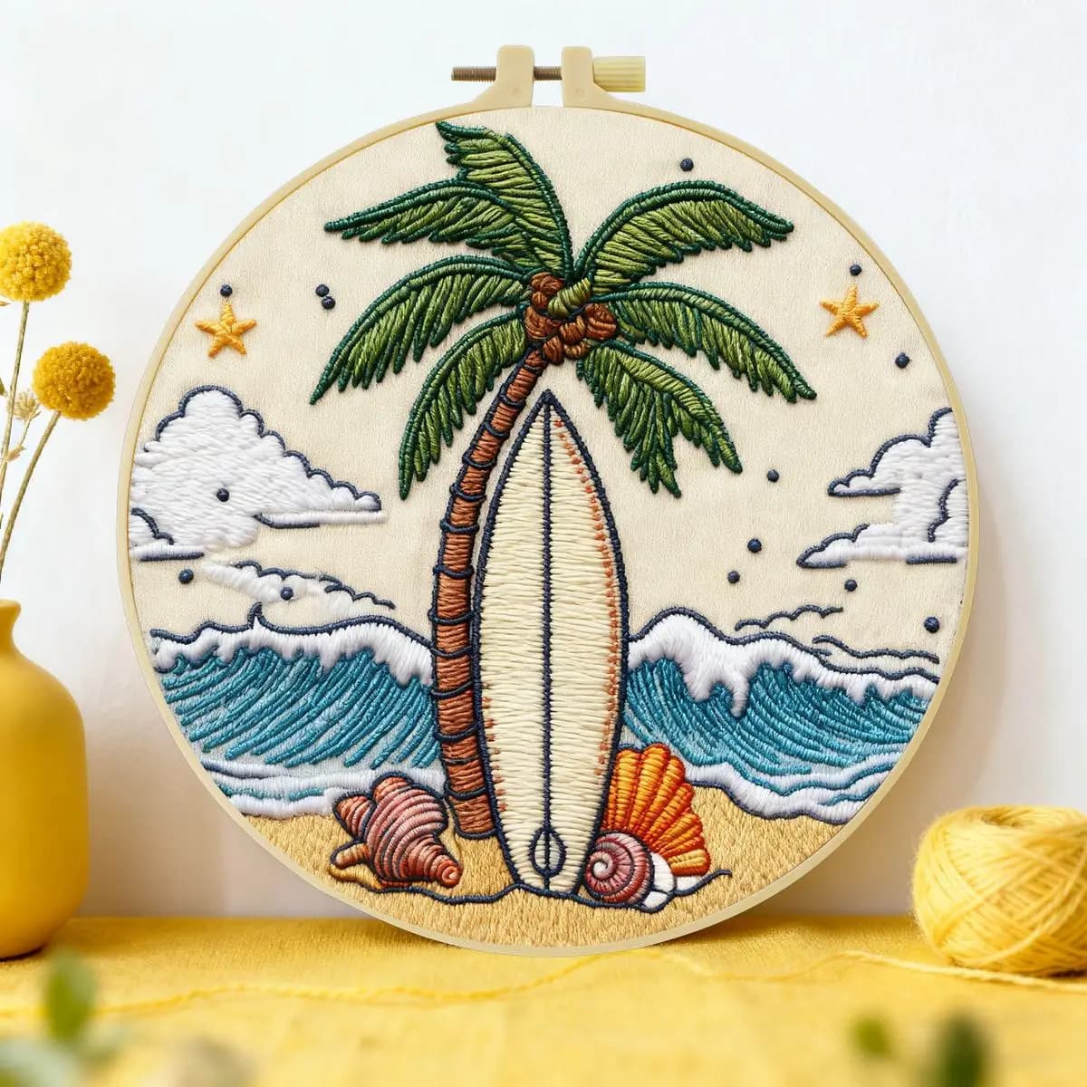1 pz Kit Ricamo a Isola 20x20cm/15x15cm (7.87/6.3 pollici) per Principianti, Kit Fai da Te, Kit Ricamo Fai da Te, Manualidades, Arte del Cucito, Arte con l'ago