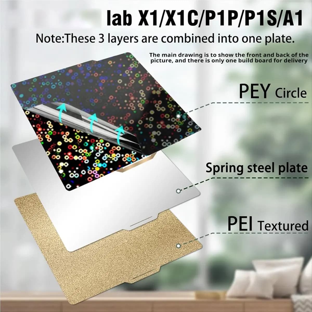Piastra di stampa HITL PEY PEI per stampanti 3D Lab X1/X1C/X1E/P1P/P1S/A1, B