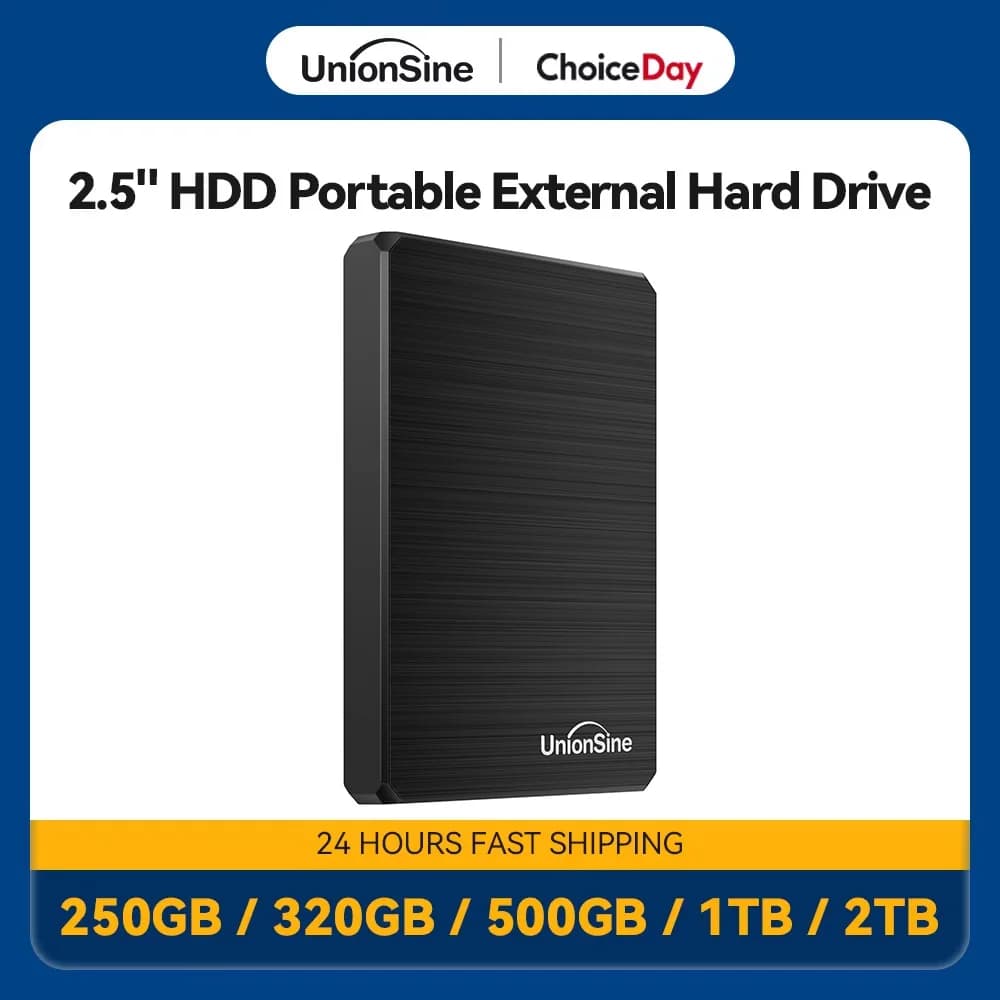 UnionSine Disco rigido esterno portatile da 2,5' USB 3.0 con memoria da 250 GB/320 GB/500 GB/1 TB/2 TB compatibile con PC, Mac, desktop, MacBook