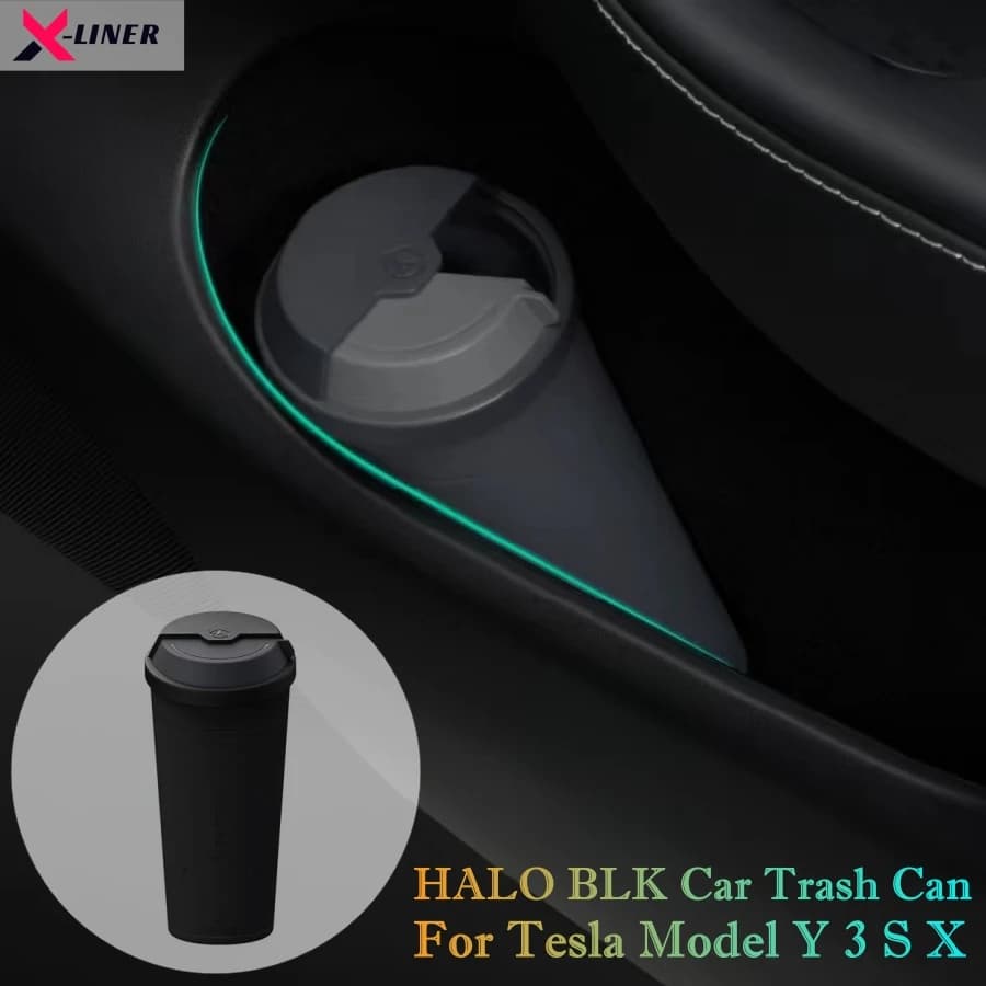 HALO BLK cestino per auto con coperchio rotante a 180 ° per Tesla Model Y 3 S X BMW Benz Hyundai viene fornito con 15 sacchetti della spazzatura