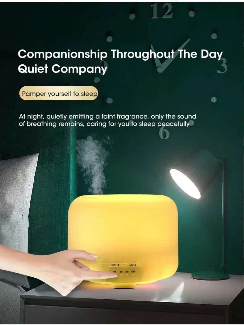 Mini umidificatore da 500 ml Diffusore di aromi di venature del legno USB, umidificatore d'aria con luci notturne colorate, macchina per diffusore di oli essenziali