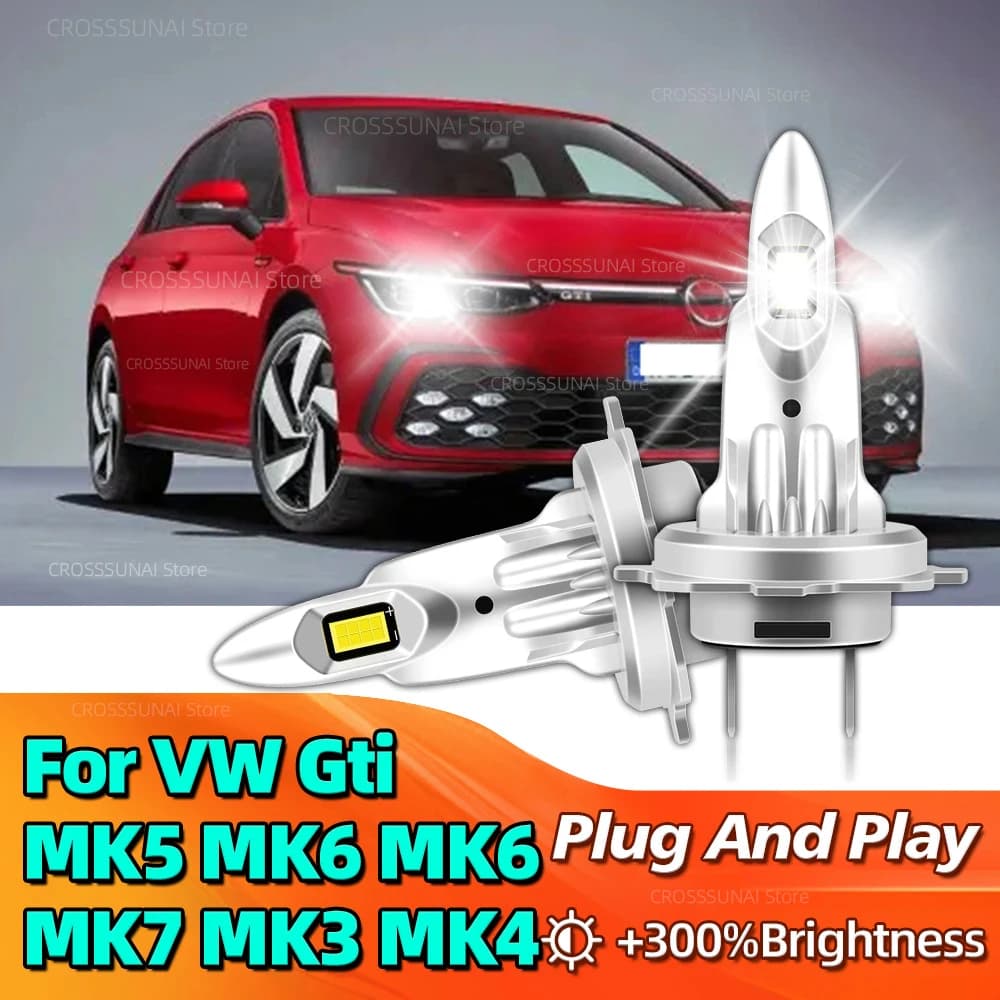 Lampadina LED per fari Canbus 180W CSP 6000K per VW Volkswagen Gti MK5 MK6 MK7 MK3 MK4 Plug and Play Auto Light