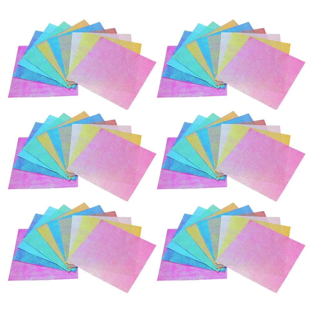 200 Sheets Pearlescent Origami Paper Shiny Iridescent Square Sheets for DIY Crafts Beginners Paper Folding Crane Art