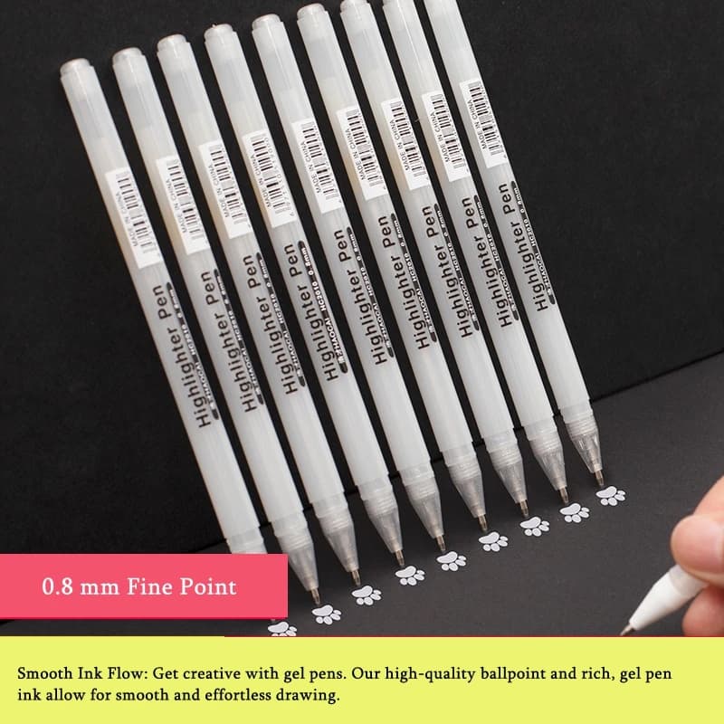 3/13Pc Penna Gel Bianca 0.8mm Punta Fine Penna Bianca Asta di Ricarica per Aristi Arte Disegno Schizzo Scrittura Evidenziare Pennarello Fineliner