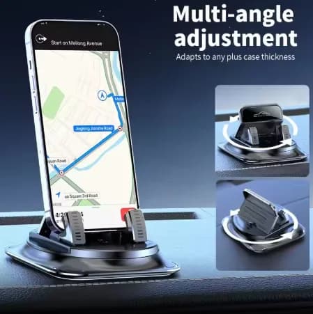 Supporto per telefono da auto da cruscotto con rotazione a 360° e design adesivo sicuro per dispositivi smart durante viaggi lunghi e brevi