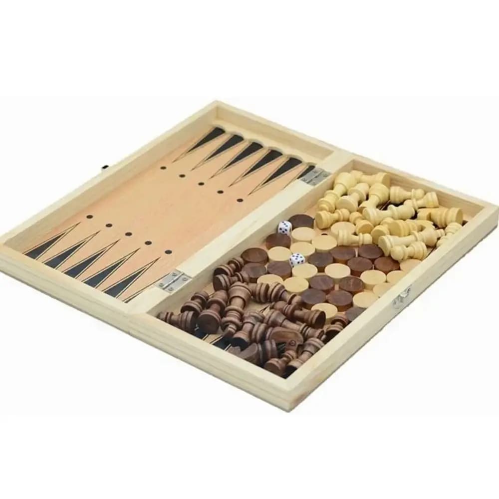 Set di scacchi e backgammon e dama 3 in 1 Set di giochi da tavolo pieghevoli in legno Scacchiera Migliora l'intelligenza Gioco di scacchi internazionale