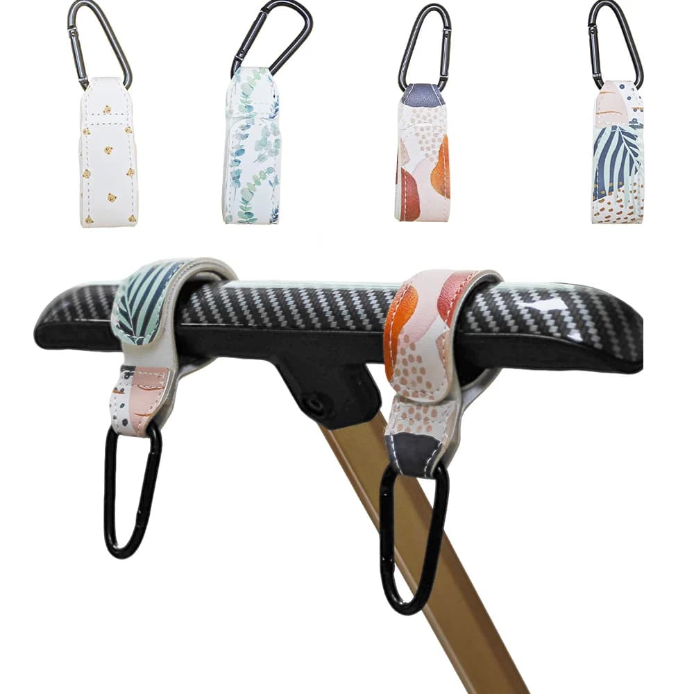 Gancio per passeggino in pelle PU, girevole a 360 gradi, per borsa portaoggetti, accessorio per passeggino