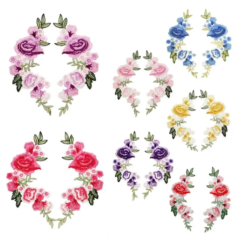 2 Pezzi di Toppe Ricamate a Forma di Rosa per Vestiti, Applicazioni Floreali Ricamate, Accessori per Cucito