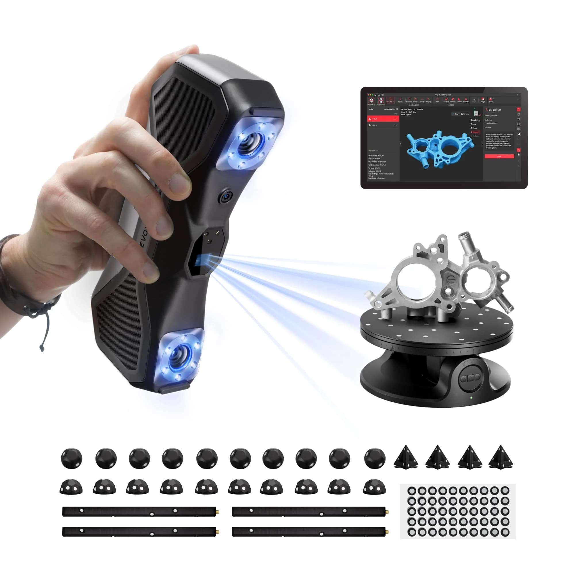 Revopoint MetroX 3D scanners 3D Printing Pro, Portable 3D Scanner with Blue Laser, Metrological Level Accuracy