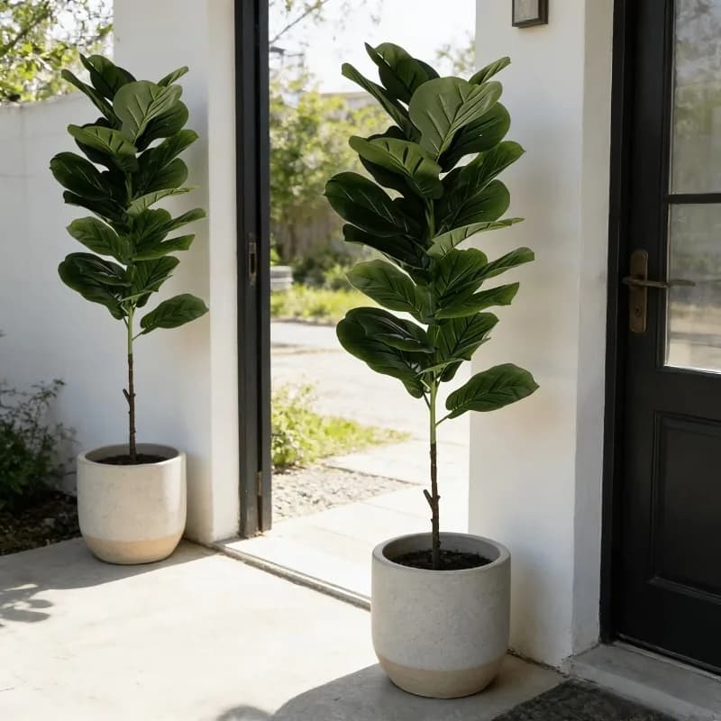 1 Pezzo Albero Artificiale di Ficus Lyrata da 100 cm, 23 Foglie, Pianta Finta a Foglia di Palma, Grande Ramo di Monstera per Decorazione Casa e Giardino