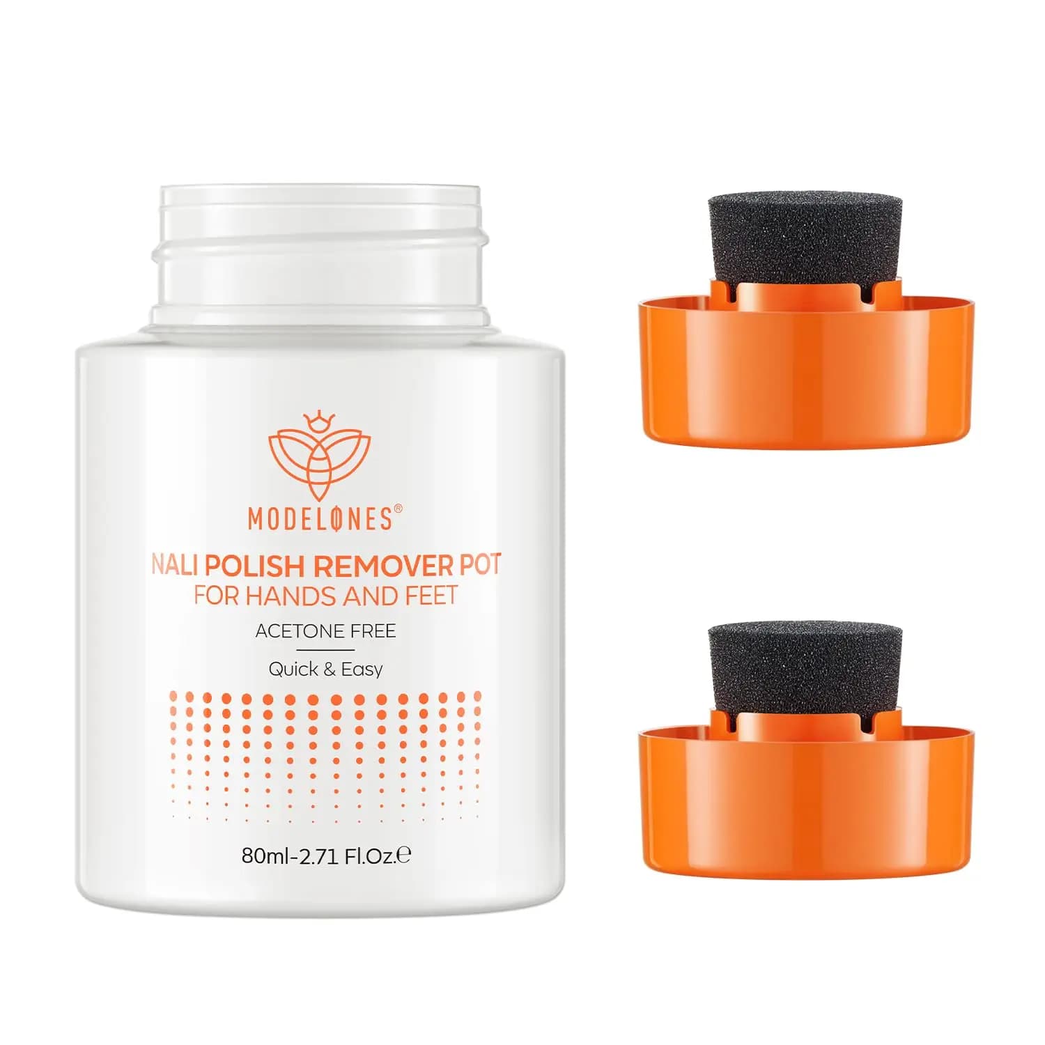 Modelones Solvent for Acetone-free and Non-Drying Gel with Jojoba Oil and Extra Sponge Cover, for Removing Nail Polish