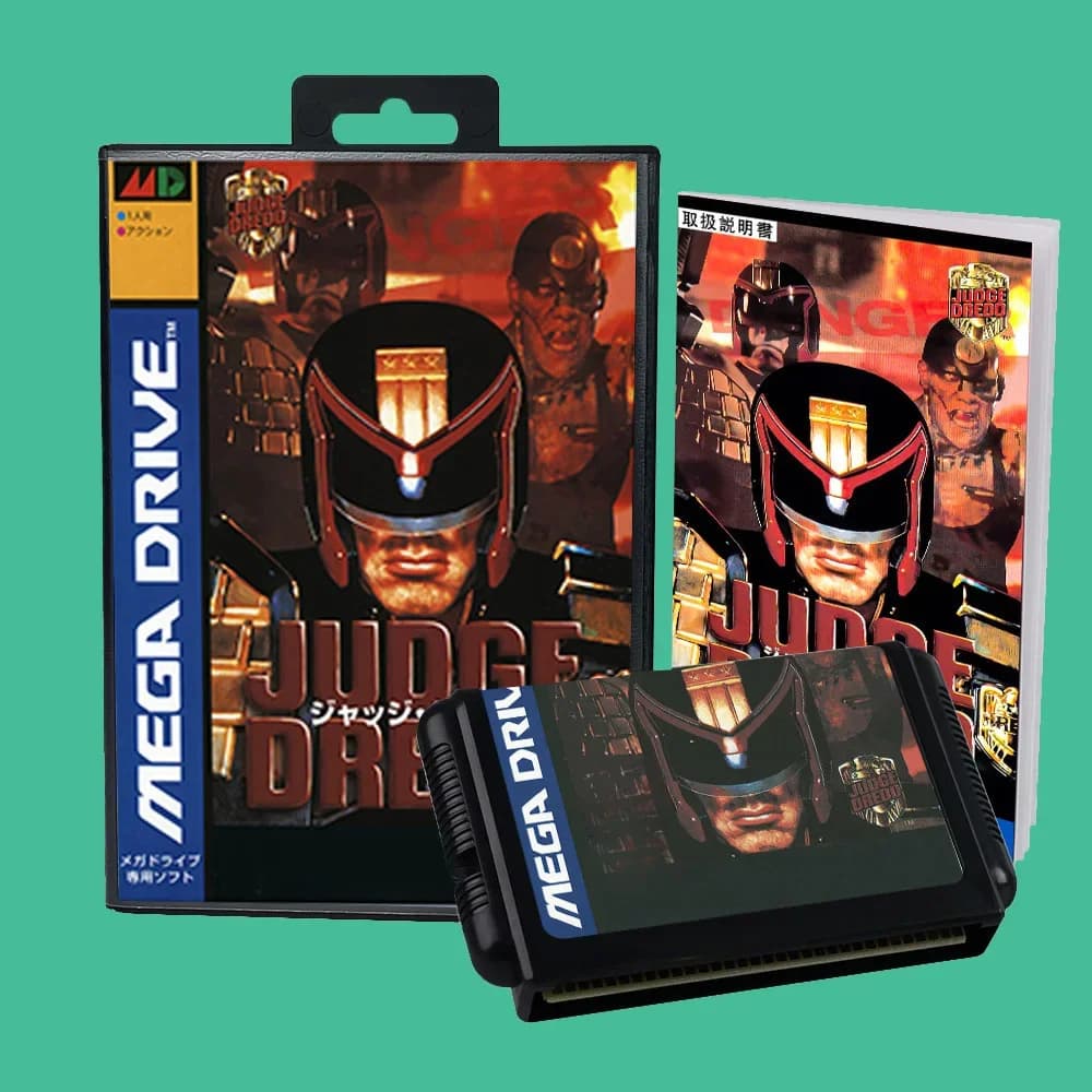 Cartuccia di gioco Dredd per console SEGA Mega Drive Genesis con scatola e manuale - Versioni EUR, JAP, US