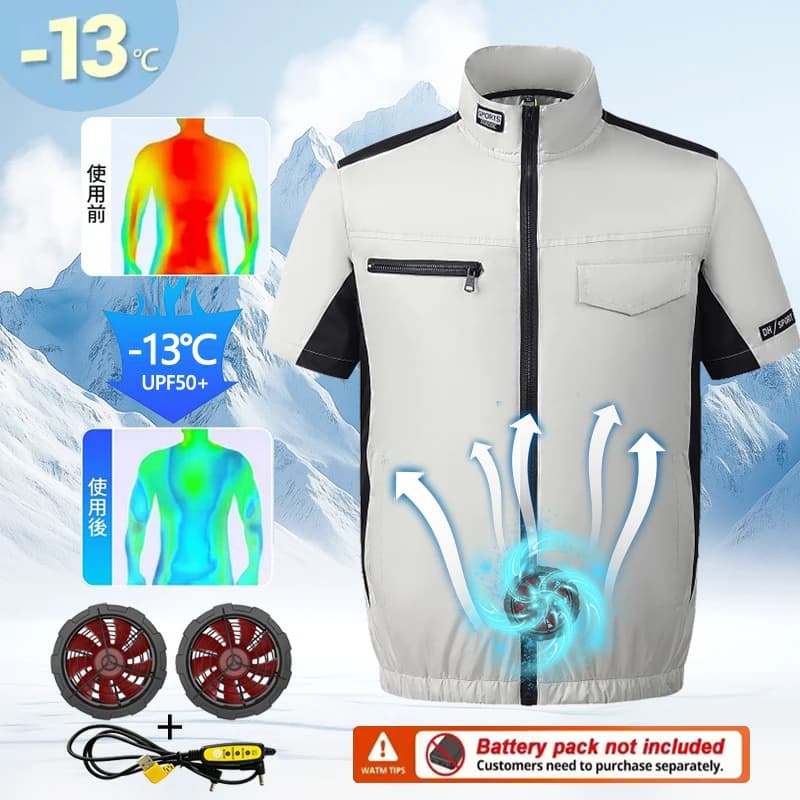 Gilet rinfrescante estivo con ventola integrata, protezione solare e giacca rinfrescante per la pesca all'aperto, abbigliamento climatizzato per uomo e donna