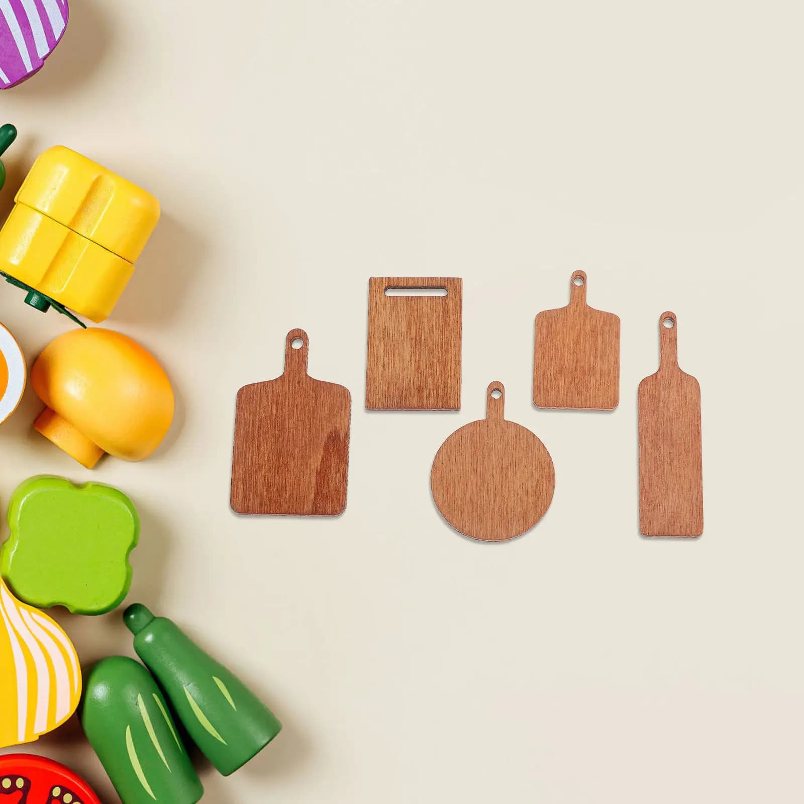 25Pcs Miniature Kitchen Cutting Boards 1:12 Wood Mini Accessories for DIY Dollhouse Kitchen Setup Miniature Baking