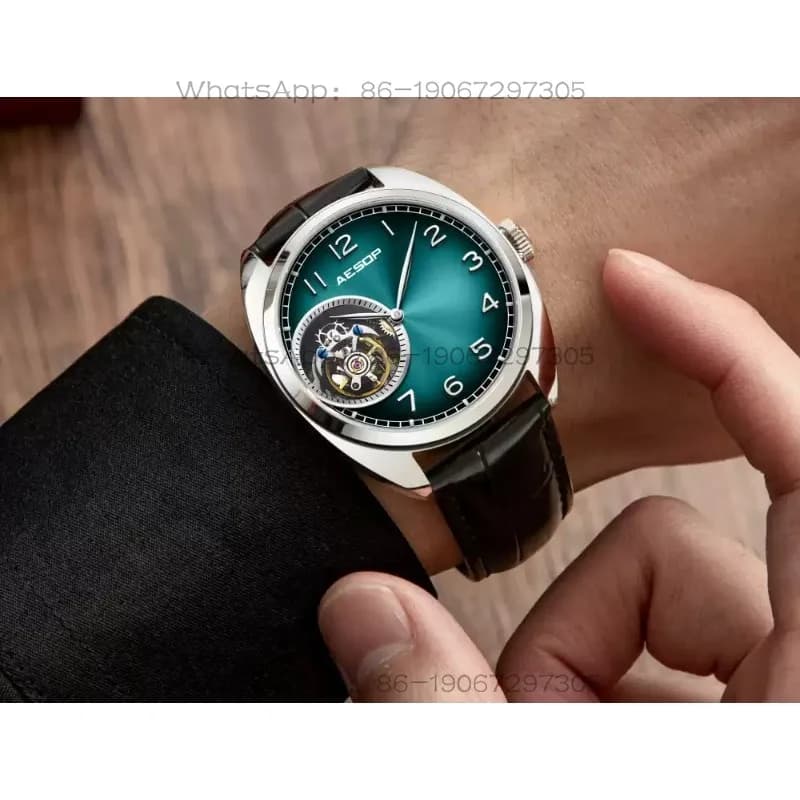 Men's Aurora Dial Manual Tourbillon Mechanical Watch Men's 7056