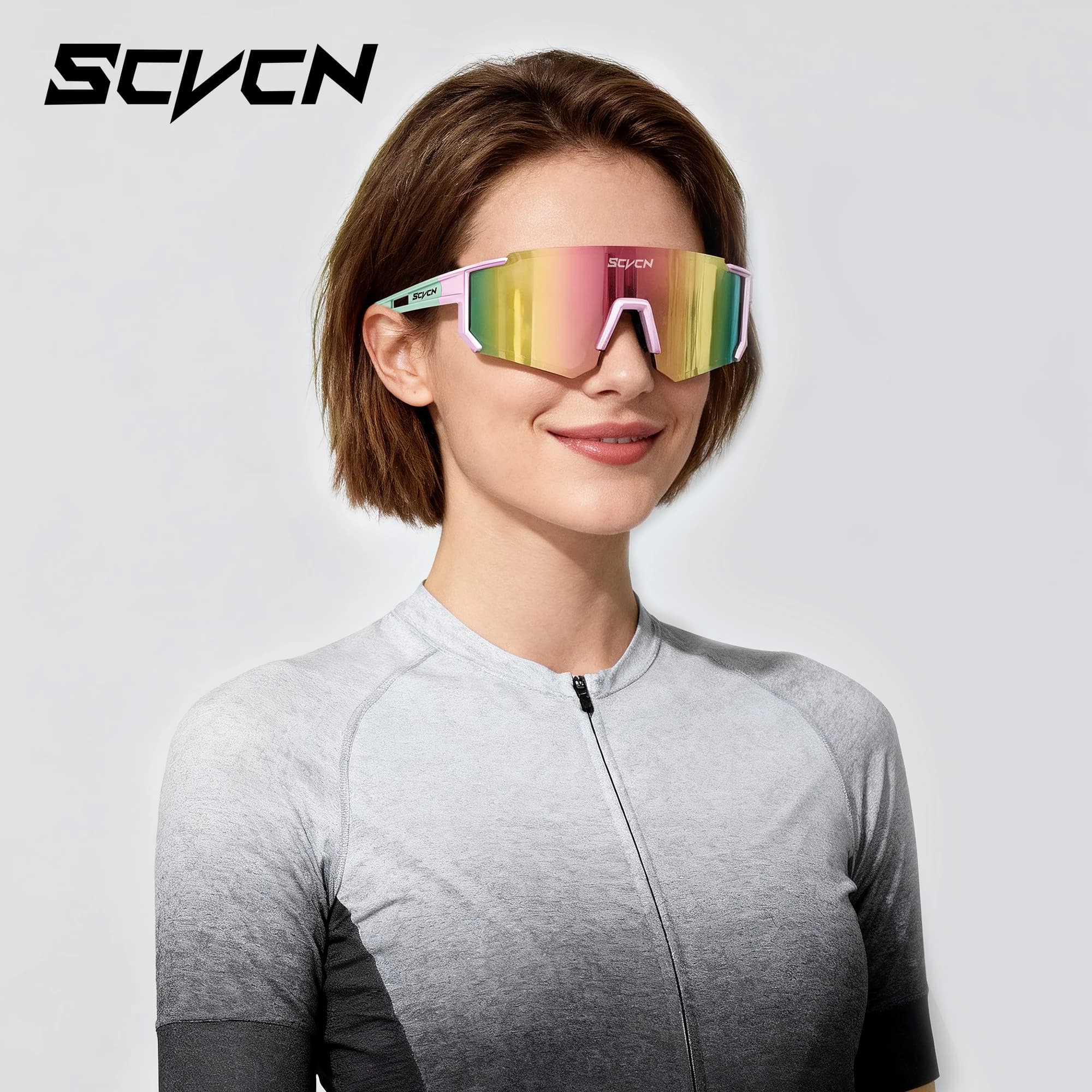 SCVCN Occhiali da ciclismo alla moda Sport all'aria aperta Corsa da bicicletta Occhiali da sole da uomo Occhiali da ciclismo MTB UV400 Occhiali da bici da strada da donna