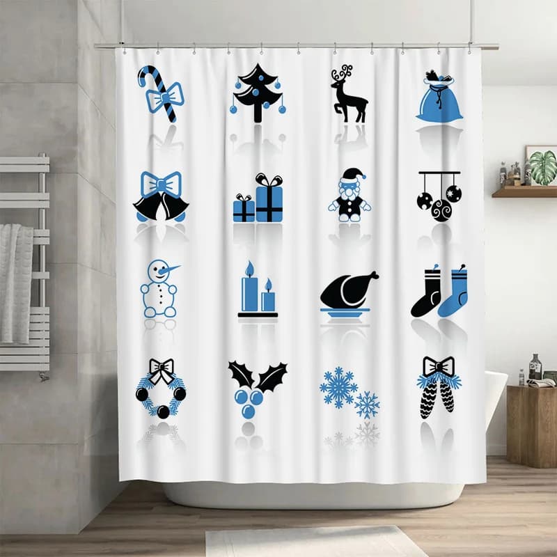 TU Affascinante tenda da doccia natalizia impermeabile, decorazioni festive per le vacanze, sfondo in tessuto per il bagno, modello natalizio, tessili per la casa