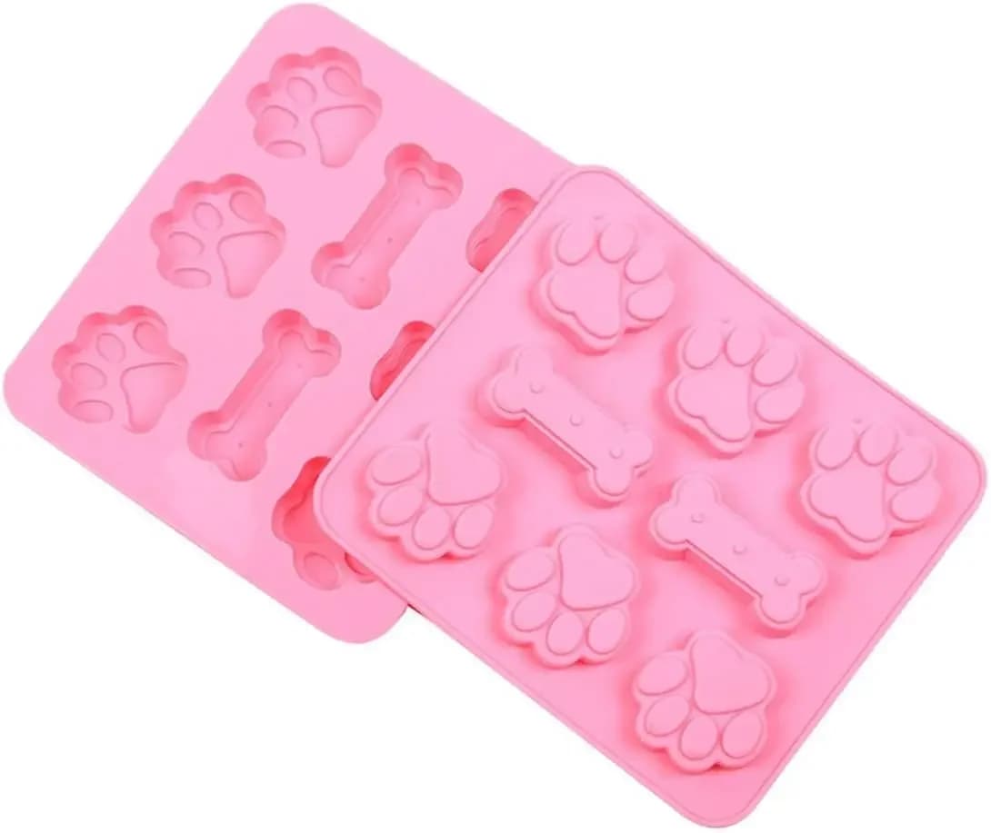 Silicone Mold Pet Paw Print with Bone Treat Dog candy Chocolate Soap