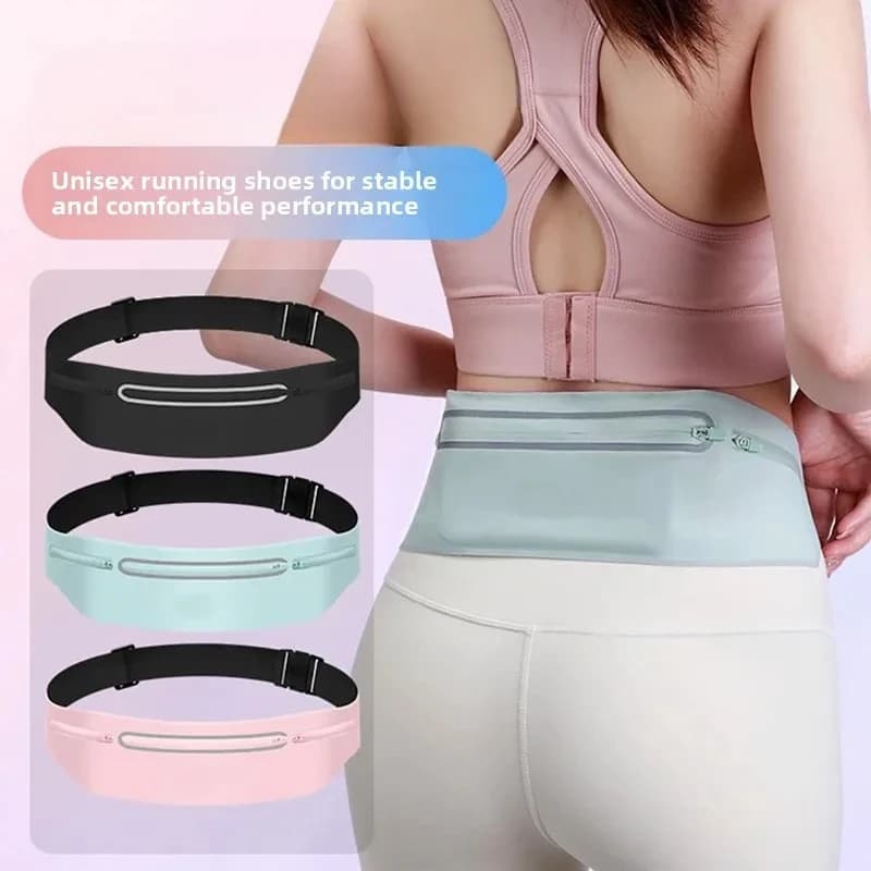 Reflective Waist Brace, Ultra Sottile, Waterproof, Lightweight, Anti-Shock, with 7.5 Inch Phone Support, Suitable for 60-120 cm Life Circumferences
