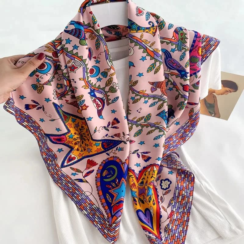 2024 90*90cm sciarpa quadrata Twill cotone sensazione donne scialli testa e avvolge sciarpe collo stampa di lusso Hijab Bandana Pashmina