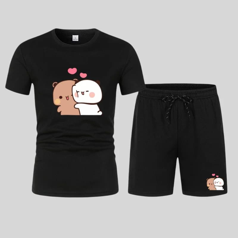 New men's summer fitness sportswear, a two-piece set including short-sleeved T-shirt and shorts, comfortable and quick-drying ca