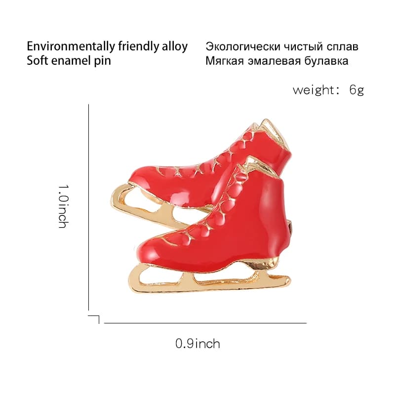 Personalizzato Nero Bianco Rosso Scarpe da pattinaggio su ghiaccio Spille Distintivi da bavero Gioielli sportivi Regalo per bambini Amici Pattini Spille smaltate