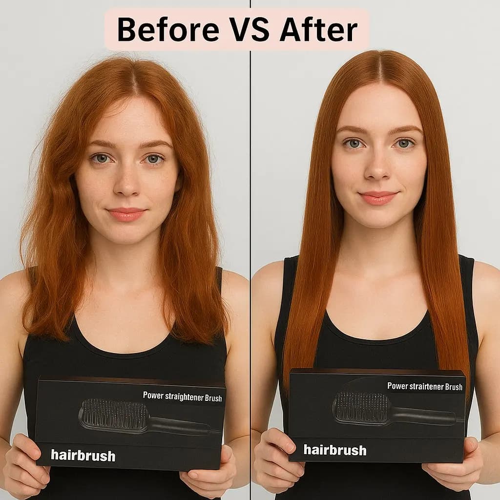 Heated smoothing brush for woman, daily styling, leaves, smooth hair, soft and shiny, with movement for all hair textures