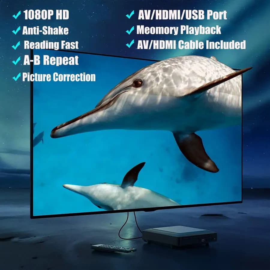 Mini DVD HD, CD Players for Home, DVD Players for TV, HDMI Cable and RCA Included, HD 1080p conversion, All Regions, Bre