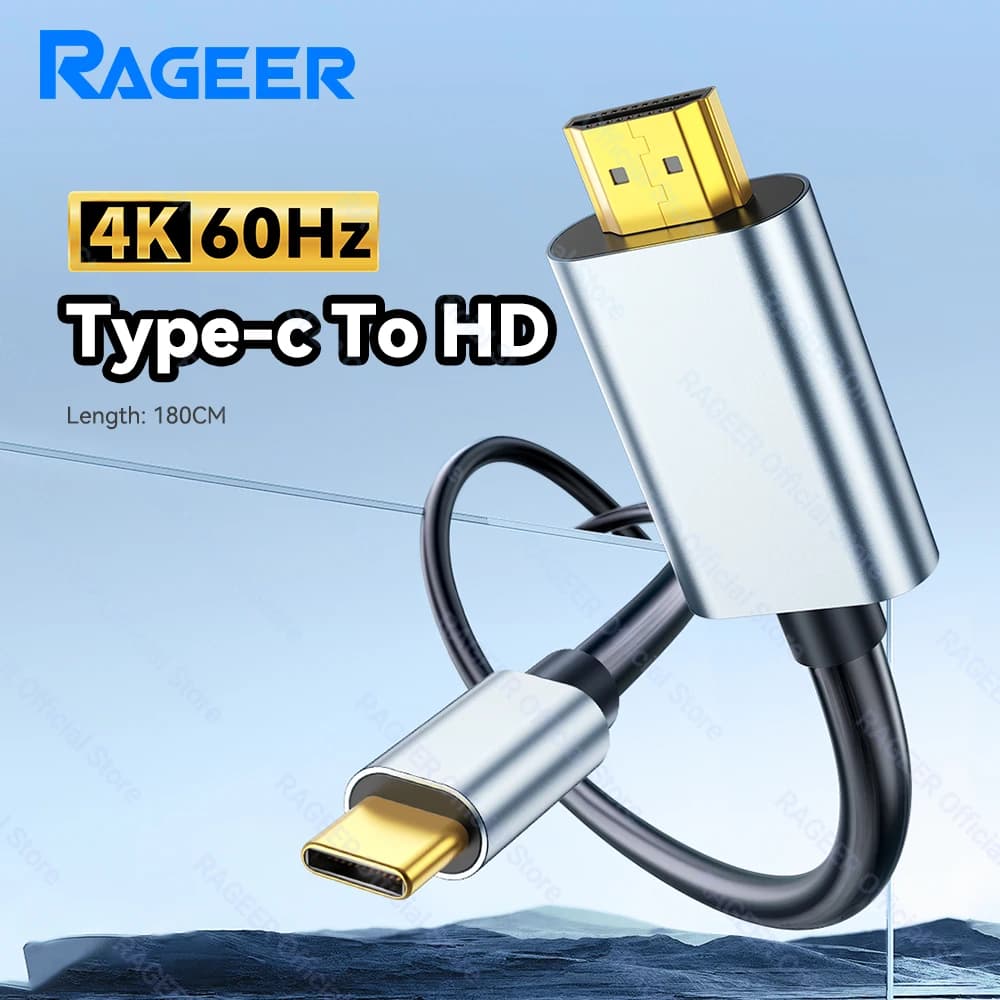 Cavo video RAGEER 4K@60Hz/4K@30H da tipo C a HDMI Cavo unidirezionale da tipo C a HDMI per dispositivi multipli Connettori placcati in oro