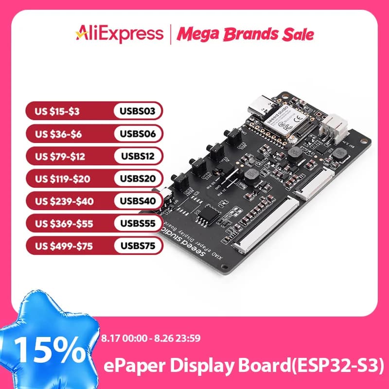 XIAO ePaper Display Board EE04, Powered by XIAO ESP32-S3 Plus, Support 24-pin 50-pin ePaper Display,for low-power ePaper Project
