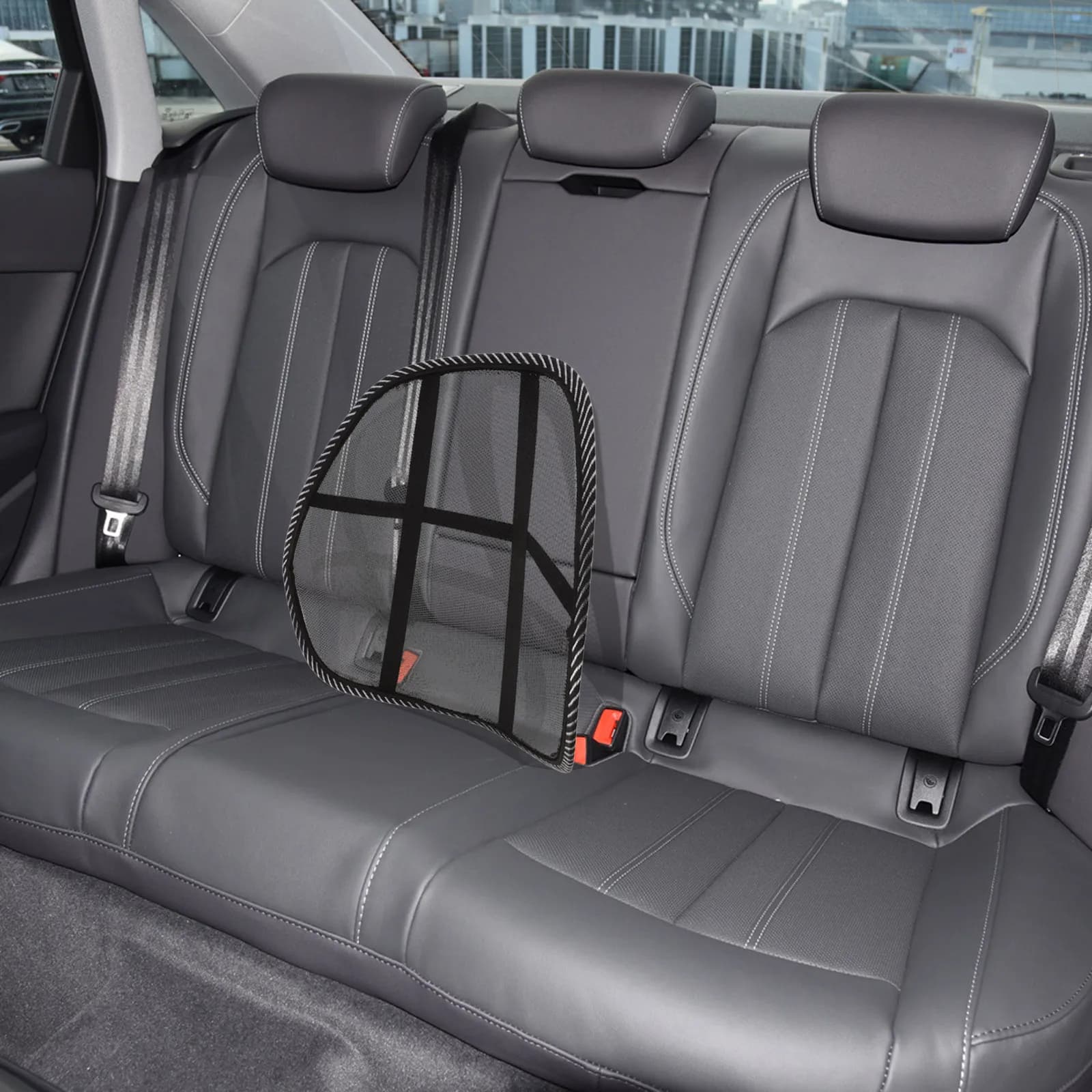 Chairs Black Lumbar Pad Car Back Cushion Breathable Mesh Support Headrest Covers